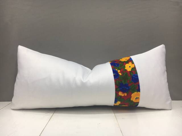 Floral Ikat Lumbar Pillow Cover, Handwoven Silk Cushion - 10x24 - image 1