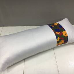 Floral Ikat Lumbar Pillow Cover, Handwoven Silk Cushion - 10x24 - thumbnail 4