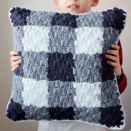 Gingham Crochet Pillow Cover Pattern - C2C Design - Digital Download - thumbnail 3
