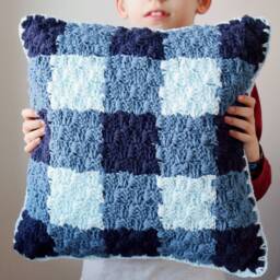 Gingham Crochet Pillow Cover Pattern - C2C Design - Digital Download - thumbnail 2