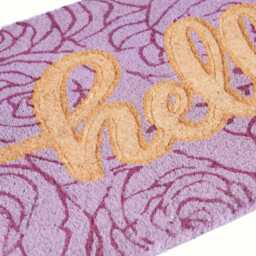 Large Embossed Coir Doormat 45 X 75cm Hello Roses Print Natural Coconut Dirt Trapper Non-Slip Mat - thumbnail 2