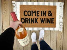 Come in & Drink Wine Doormat, Home Decor, Custom Welcome Mat, Dog Funny Front Door Doormat - thumbnail 1