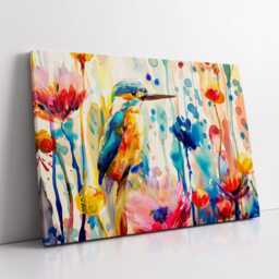 Colorful Kingfisher Abstract Bird Oil Painting Splatter Pet Animal Wall Art Framed Canvas Poster Print Home Living Room Decor Gift Idea - thumbnail 2
