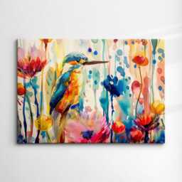 Colorful Kingfisher Abstract Bird Oil Painting Splatter Pet Animal Wall Art Framed Canvas Poster Print Home Living Room Decor Gift Idea - thumbnail 3