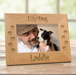 Personalized Dog Mom Picture Frame, Custom Wood Single Or Multiple Pups Display, Engraved Fur Baby Photo Holder, Cute Pet Lover Present - thumbnail 1