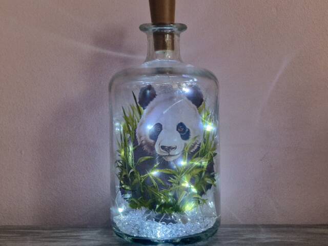 Panda Led Bottle Lamp, Unique Gift For Animal Lover - image 1