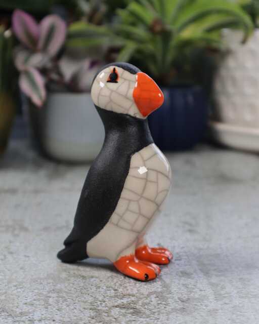 standing Puffin - Small Ceramic Raku Fired Sculpture - image 1