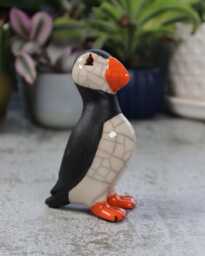 standing Puffin - Small Ceramic Raku Fired Sculpture - thumbnail 1