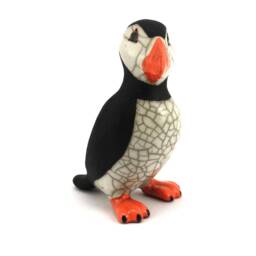 standing Puffin - Small Ceramic Raku Fired Sculpture - thumbnail 2