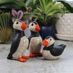 standing Puffin - Small Ceramic Raku Fired Sculpture - thumbnail 3