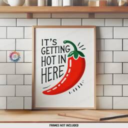 Kitchen Prints - Set Of 3 Wall Art - Let's Eat, Chef Was Cute, Hot in Here Quotes Red Dining Room Decor Home Posters Gallery - thumbnail 3