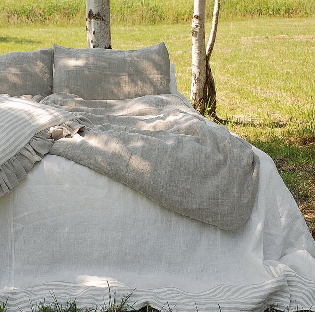Natural Flax Linen Bedding Set Farmhouse Style Duvet Cover & Pillowcases - image 1
