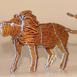 Handmade Beaded Lion Sculpture, African Decor, Wire Art - thumbnail 4
