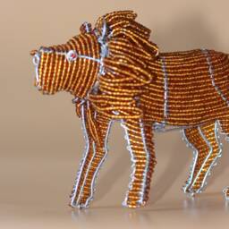 Handmade Beaded Lion Sculpture, African Decor, Wire Art - thumbnail 3