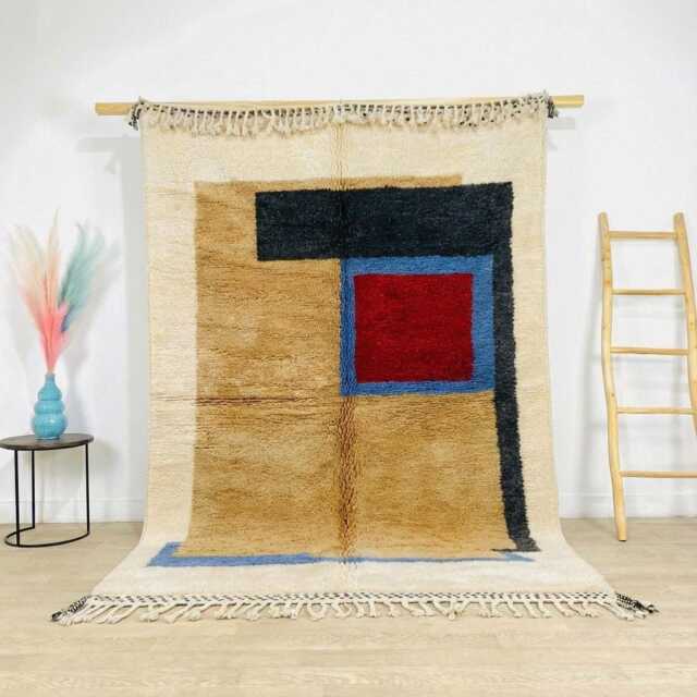 Modern Abstract Moroccan Rug - Geometric Berber Wool Shag Large Area For Living Room Handmade Bauhaus Decor - image 1