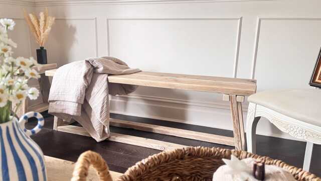 Handmade Reclaimed Wood Bench - Rustic Farmhouse Entryway Seating UK - image 1