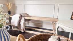 Handmade Reclaimed Wood Bench - Rustic Farmhouse Entryway Seating UK - thumbnail 1