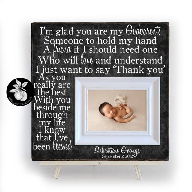 Personalized Godparent Picture Frame Baptism Gift, Christening Gift - 16x16 - image 1