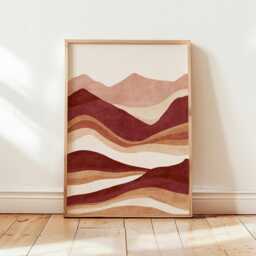 Abstract Desert Landscape Poster, Terracotta Mountain Wall Art, Paper Print - thumbnail 4