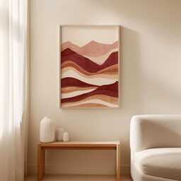 Abstract Desert Landscape Poster, Terracotta Mountain Wall Art, Paper Print - thumbnail 3