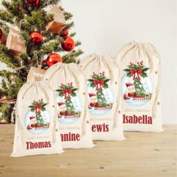 Personalised Santa Sack, Christmas Bauble Design Toy Sack - Name & Initial, Gift Bag, Xmas 4 Sizes - thumbnail 2