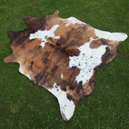 Genuine Tricolor Cow Skin Rug-Large Hair On Hide Floor Area Rug-Brazilian Brindle Rug For Living Room-Authentic - thumbnail 2
