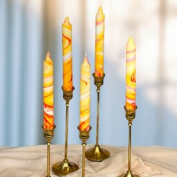 Set Of 3 Candles, Marble Candles, Taper Candles, Dinner Candles, Orange Red Yellow Home Decor, Wedding Candles, Tall Taper Candles, Tapered Candles - thumbnail 3