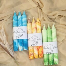 Set Of 3 Candles, Marble Candles, Taper Candles, Dinner Candles, Orange Red Yellow Home Decor, Wedding Candles, Tall Taper Candles, Tapered Candles - thumbnail 2