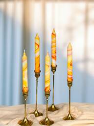 Set Of 3 Candles, Marble Candles, Taper Candles, Dinner Candles, Orange Red Yellow Home Decor, Wedding Candles, Tall Taper Candles, Tapered Candles - thumbnail 1