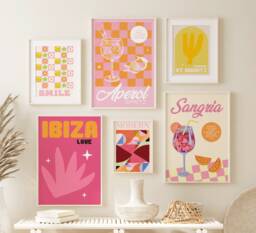 Cocktail in Ibiza Drink Print Set, Gallery Wall A3, A4, Set Of 6, Colourful Art, Bar Prints, Decor - thumbnail 1