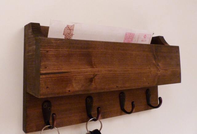 Mail Organizer Wall, Rack, Entryway Organizer, Key Holder, Rustic And - image 1