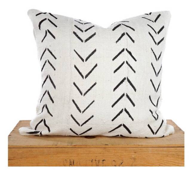 18 Inch White African Mud Cloth Pillow Cover - image 1
