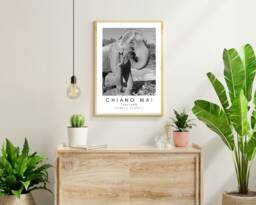 Chiang Mai Elephant Print Minimalist Thailand Travel Art - thumbnail 1