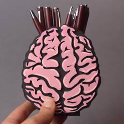 Hand Painted Brain Pen Holder Medical Office Decor - thumbnail 4