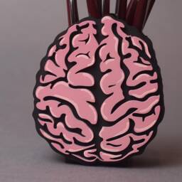 Hand Painted Brain Pen Holder Medical Office Decor - thumbnail 2