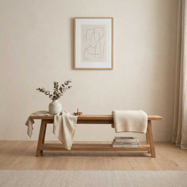 Reclaimed Teak Wood Entryway Bench With Storage Shelf Rustic Hallway Shoe Rack, Living Room - image 1