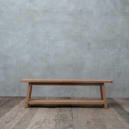 Reclaimed Teak Wood Entryway Bench With Storage Shelf Rustic Hallway Shoe Rack, Living Room - thumbnail 3