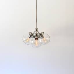 Modern Pendant Light, 3 Clear Glass Bubble Globe Shades, Industrial Hanging Ceiling Mount Lighting Fixture, Polished Nickel Or Matte Black - thumbnail 2