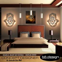 Hamsa, Oriental Lighting, 30 Or 35 cm, 110 V, Lighting Designer, Oriental Lamp, Lighting Wall Oriental, D??co Hamsa, Fatma Hand, Fatima, Light - thumbnail 2