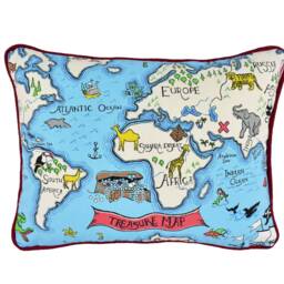 Sanderson - Treasure Map Sea Blue Cushion Cover Throw Pillow Designer Home Decor - thumbnail 2