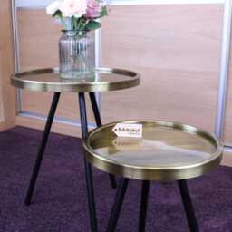 Ari Set Of 2 Metal Round Side Tables Antiqued Gold - thumbnail 2