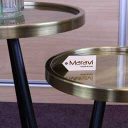Ari Set Of 2 Metal Round Side Tables Antiqued Gold - thumbnail 4