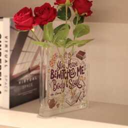 Mr Darcy Book Vase, Pride & Prejudice Quote Jane Austen Bookish Decor, Romantic Acrylic Flower Vase - thumbnail 2