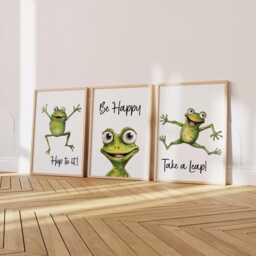 Frog Affirmation Prints - Set Of 3, Nature Nursery Wall Art, Printed Or Framed - thumbnail 2