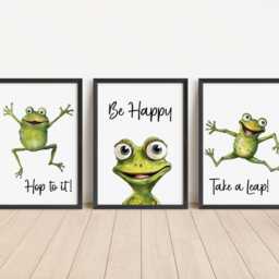 Frog Affirmation Prints - Set Of 3, Nature Nursery Wall Art, Printed Or Framed - thumbnail 3