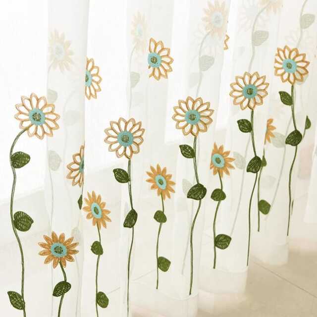 Custom Sunflower Sheer Voile Curtain Kids Room Decor - image 1