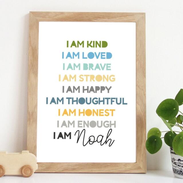 Positive Affirmation Print, Inspirational Quotes, Boys Bedroom Prints, Wall Art, Nursery Bedroom, Playroom Prints - image 1