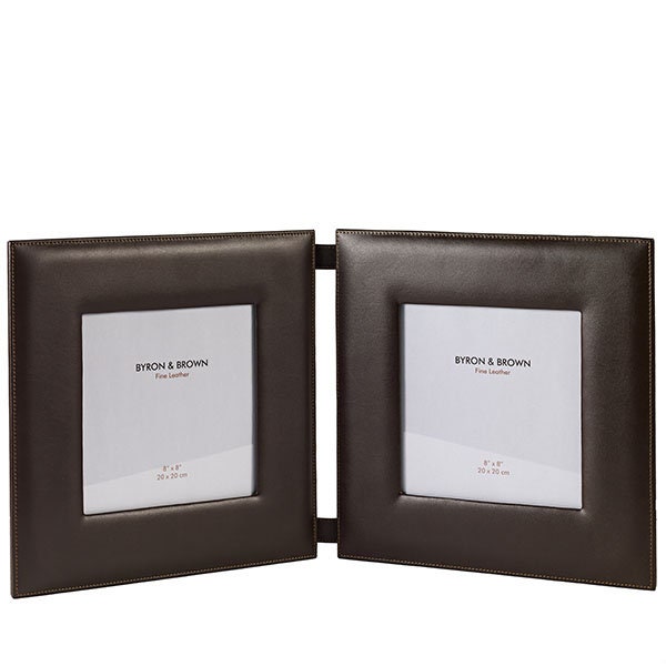 Personalised Double 8??8??? Wall Hanging Leather Photo Frame - Free Standing, Genuine Leather, Premium Picture - image 1