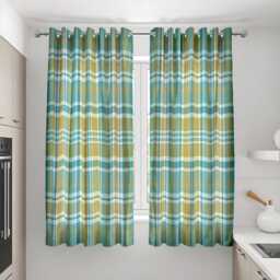 Green Plaid Curtains, Modern Check Window Drapes, Cozy Farmhouse Style Panels For Living Room, Kitchen Or Bedroom - thumbnail 2