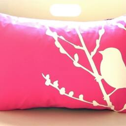 Hot Pink Bird On Cherry Blossom Pillow - thumbnail 3